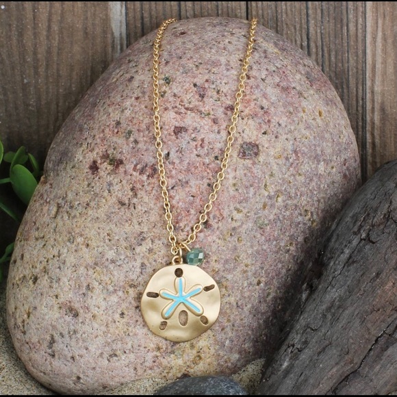 ZAD Gold Enamel Sandollar & Bead Necklace - Picture 2 of 3